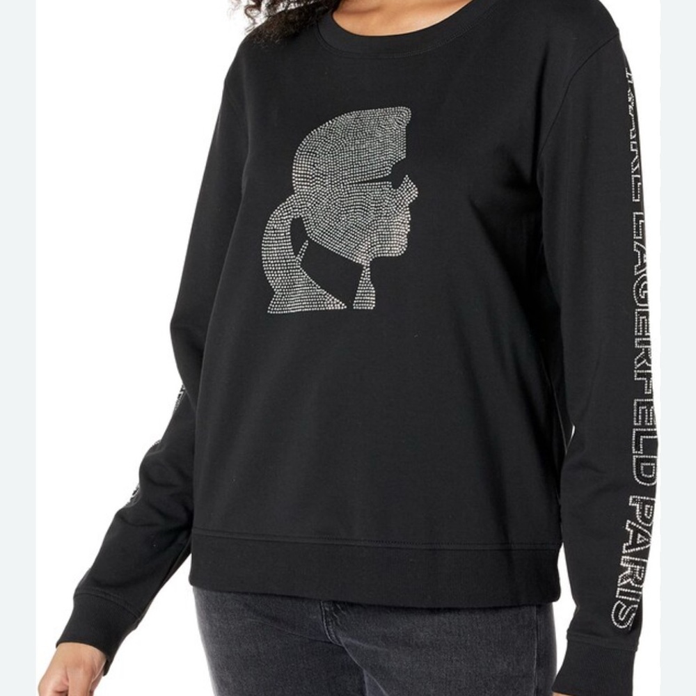 Karl Lagerfeld Black Sweatshirt with Graphic Design
